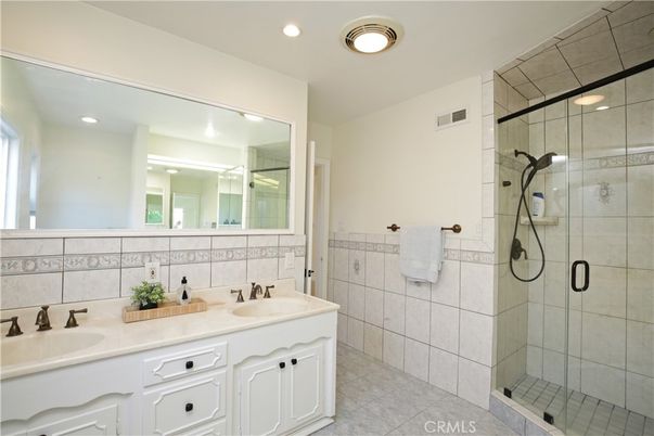 Bathroom, Dual Sink Vanities, Glass Shower, Interior, Recessed Lighting