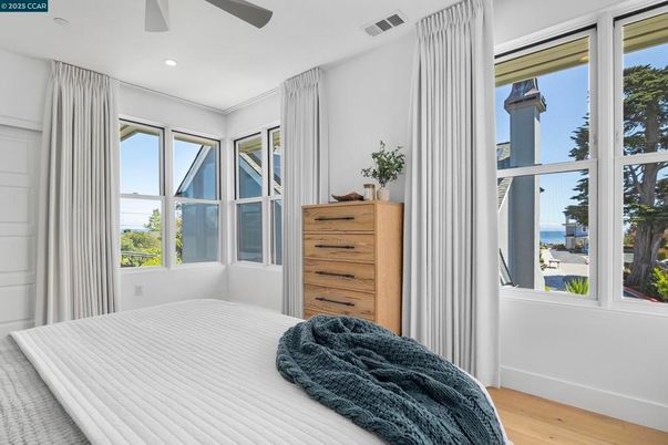 Bedroom, Interior, Recessed Lighting, Water, Wood Texture Flooring