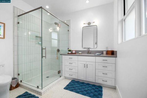 Bathroom, Glass Shower, Interior, Recessed Lighting