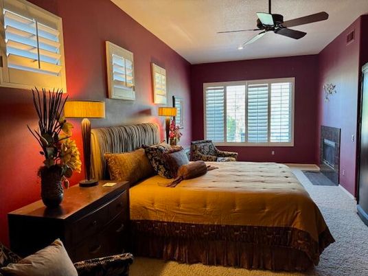 Bedroom, Fireplace, Interior
