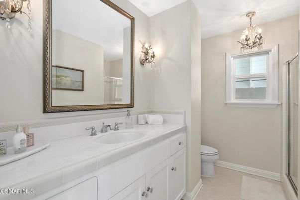 Bathroom, Chandelier, Interior, Tile Countertops