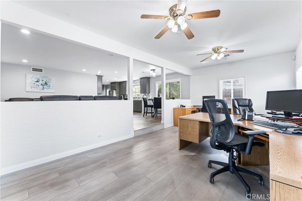 Home Office, Interior, Recessed Lighting, Wood Texture Flooring