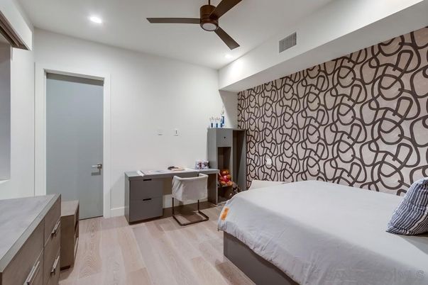 Bedroom, Home Office, Interior, Recessed Lighting, Wood Texture Flooring