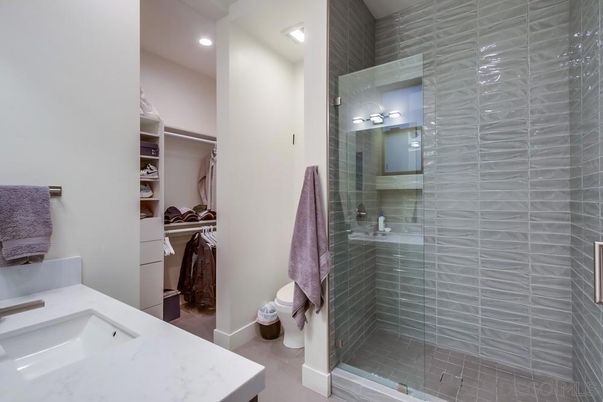 Bathroom, Glass Shower, Interior, Recessed Lighting