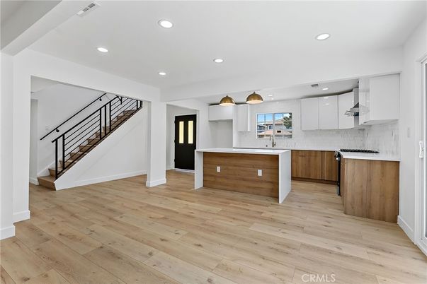 Interior, Kitchen, Recessed Lighting, Wood Texture Flooring