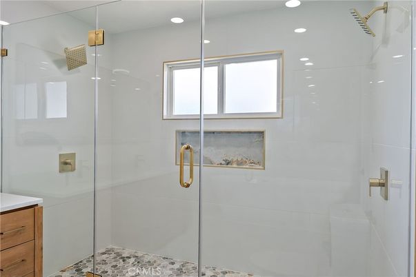 Bathroom, Glass Shower, Interior, Recessed Lighting
