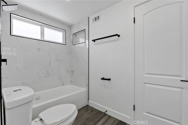 Bathroom, Interior, Marble Walls, Wood Texture Flooring