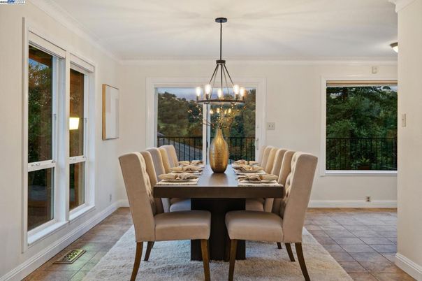 Chandelier, Dining room, Interior, Pendant Lights, Wood Texture Flooring