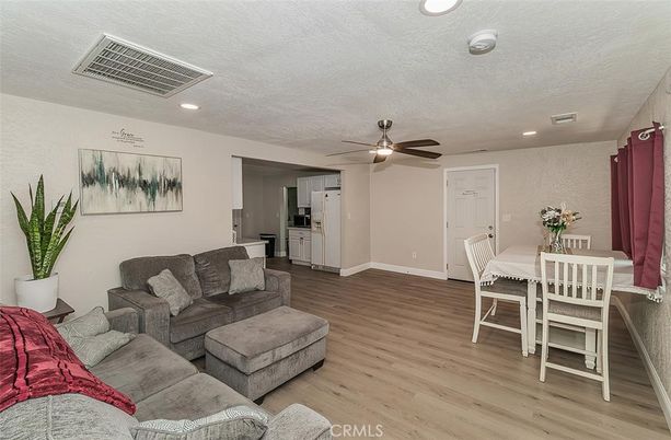 Dining room, Interior, Living room, Recessed Lighting, Wood Texture Flooring
