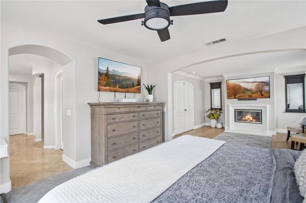 Bedroom, Fireplace, Interior