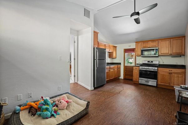 Interior, Kitchen, Stainless Steel Appliances, Wood Texture Flooring