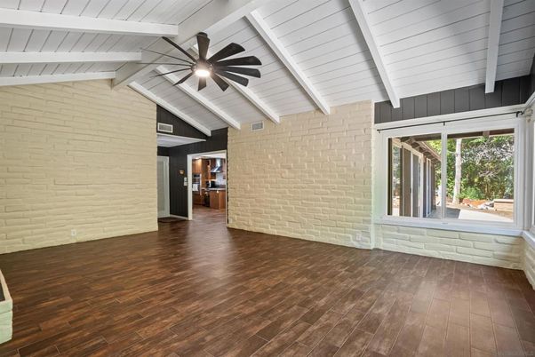 Empty room, Interior, Stone Walls, Wood Texture Flooring