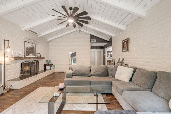 Fireplace, Interior, Living room, Stone Walls, Wood Texture Flooring