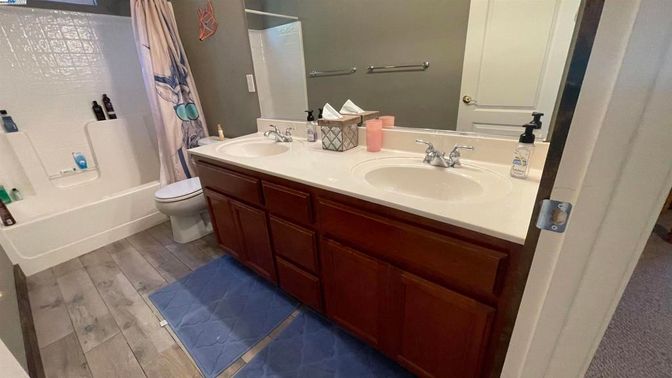 Bathroom, Dual Sink Vanities, Interior, Wood Texture Flooring