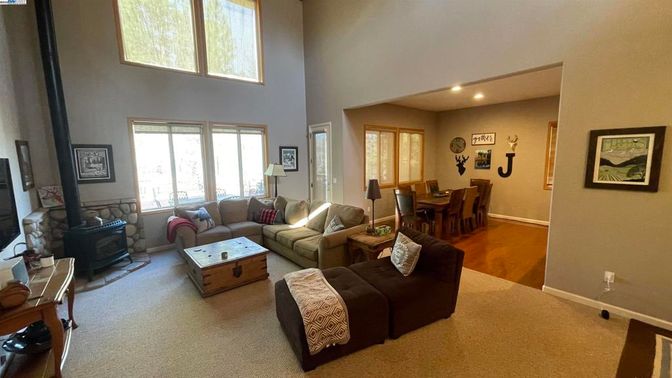 Dining room, Interior, Living room, Recessed Lighting, Wood Texture Flooring