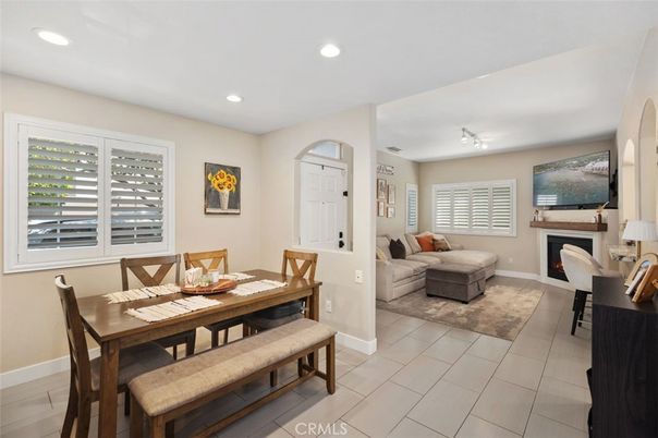 Dining room, Fireplace, Interior, Living room, Recessed Lighting