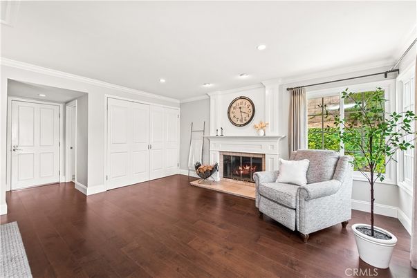 Fireplace, Interior, Recessed Lighting, Wood Texture Flooring