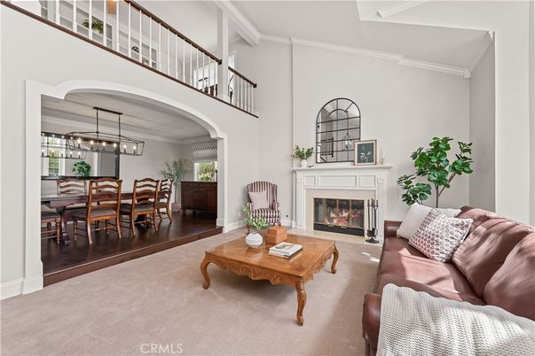 Chandelier, Dining room, Fireplace, Interior, Living room, Wood Texture Flooring