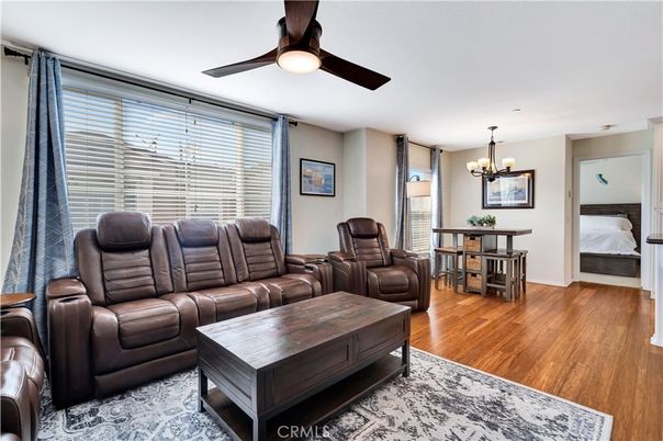 Bedroom, Chandelier, Dining room, Interior, Living room, Wood Texture Flooring