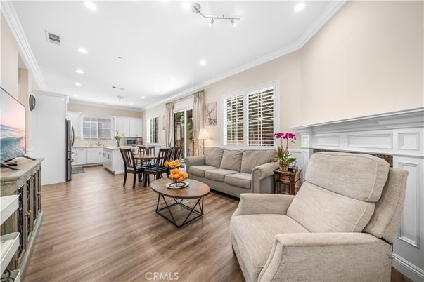 Dining room, Interior, Kitchen, Living room, Recessed Lighting, Wood Texture Flooring