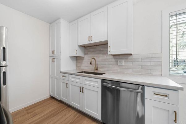 Interior, Kitchen, Stainless Steel Appliances, Wood Texture Flooring
