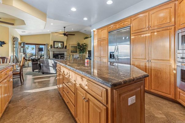 Dining room, Fireplace, Interior, Kitchen, Living room, Recessed Lighting, Stainless Steel Appliances
