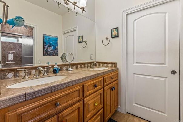 Bathroom, Dual Sink Vanities, Interior, Tile Countertops