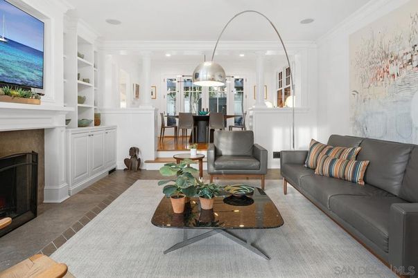 Dining room, Fireplace, Interior, Living room, Pendant Lights, Recessed Lighting