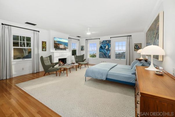 Bedroom, Fireplace, Interior, Wood Texture Flooring