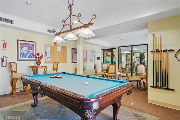 Billiard Table, Chandelier, Game Room, Interior
