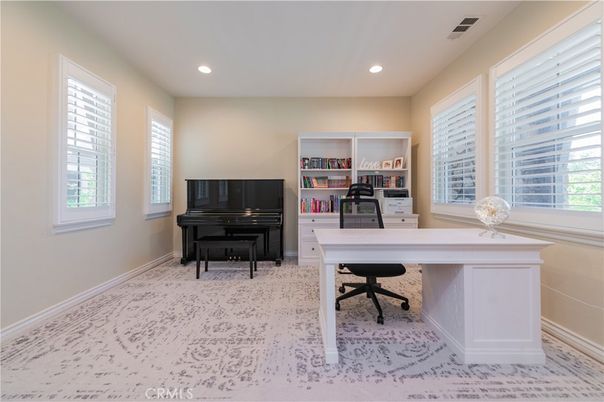 Home Office, Interior, Piano, Recessed Lighting