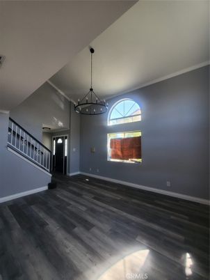 Chandelier, Empty room, Interior, Pendant Lights, Wood Texture Flooring