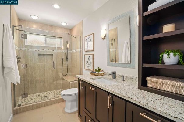 Bathroom, Glass Shower, Interior, Recessed Lighting
