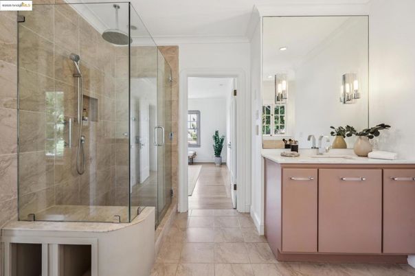 Bathroom, Dual Sink Vanities, Glass Shower, Interior, Recessed Lighting