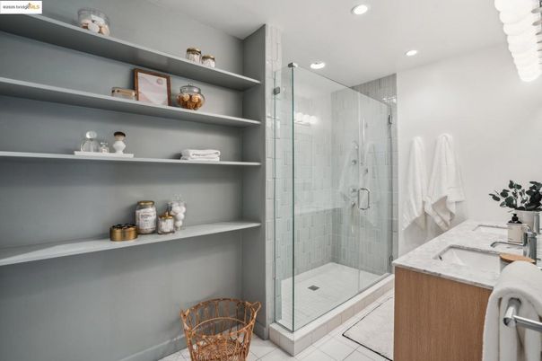 Bathroom, Glass Shower, Interior, Recessed Lighting