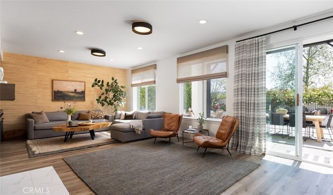 Interior, Living room, Recessed Lighting, Wood Texture Flooring, Wooden Walls