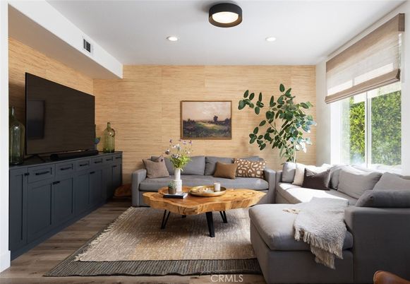 Interior, Living room, Recessed Lighting, Wood Texture Flooring