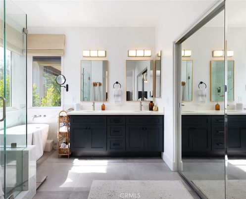 Bathroom, Dual Sink Vanities, Free Standing Baths, Glass Shower, Interior