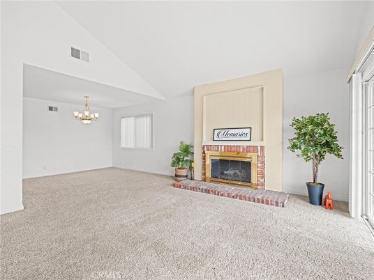 Chandelier, Empty room, Fireplace, Interior