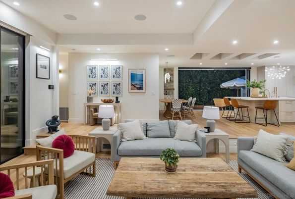 Dining room, Interior, Kitchen, Living room, Pendant Lights, Recessed Lighting, Wood Texture Flooring