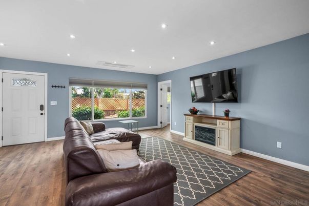 Fireplace, Interior, Recessed Lighting, Wood Texture Flooring