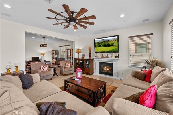 Dining room, Fireplace, Interior, Living room, Pendant Lights, Recessed Lighting