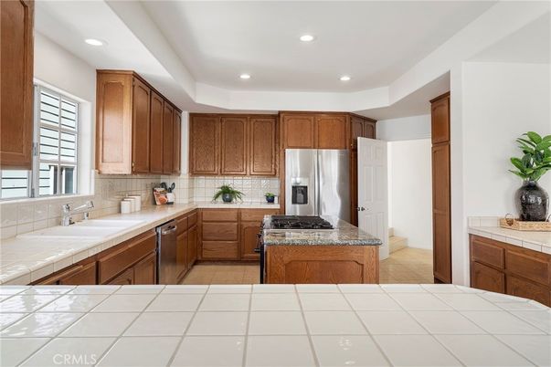 Interior, Kitchen, Recessed Lighting, Stainless Steel Appliances, Tile Countertops
