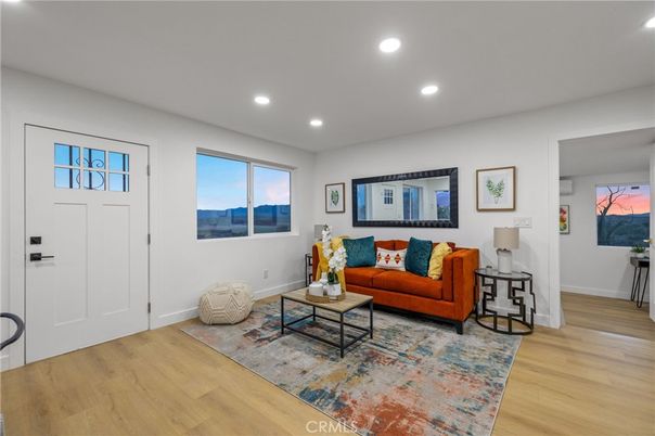 Interior, Living room, Recessed Lighting, Wood Texture Flooring