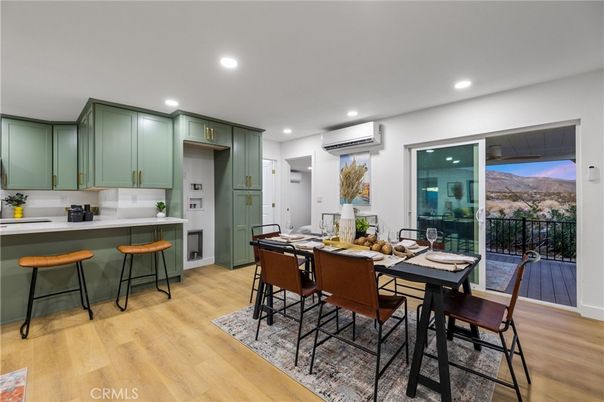 Dining room, Interior, Kitchen, Recessed Lighting, Wood Texture Flooring