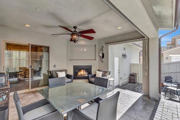 Dining room, Fireplace, Interior, Living room, Recessed Lighting