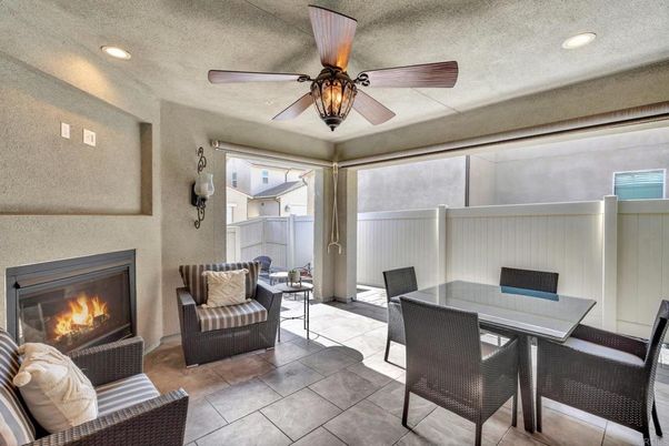 Dining room, Fireplace, Interior, Recessed Lighting