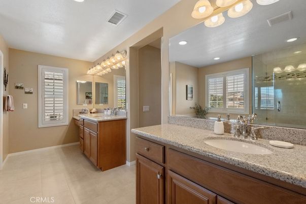 Bathroom, Dual Sink Vanities, Glass Shower, Interior, Recessed Lighting