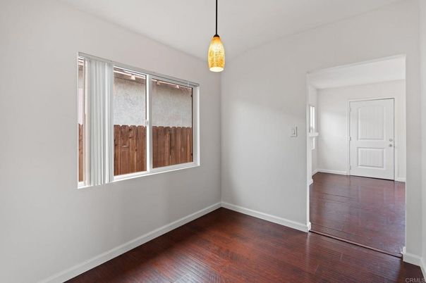 Empty room, Interior, Pendant Lights, Wood Texture Flooring