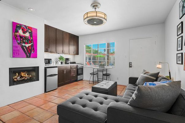 Fireplace, Interior, Kitchen, Living room, Recessed Lighting